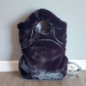 NEW FOLEY + CORINA HIGGE TOWER FAUX FUR FC LADY BAG BLACK